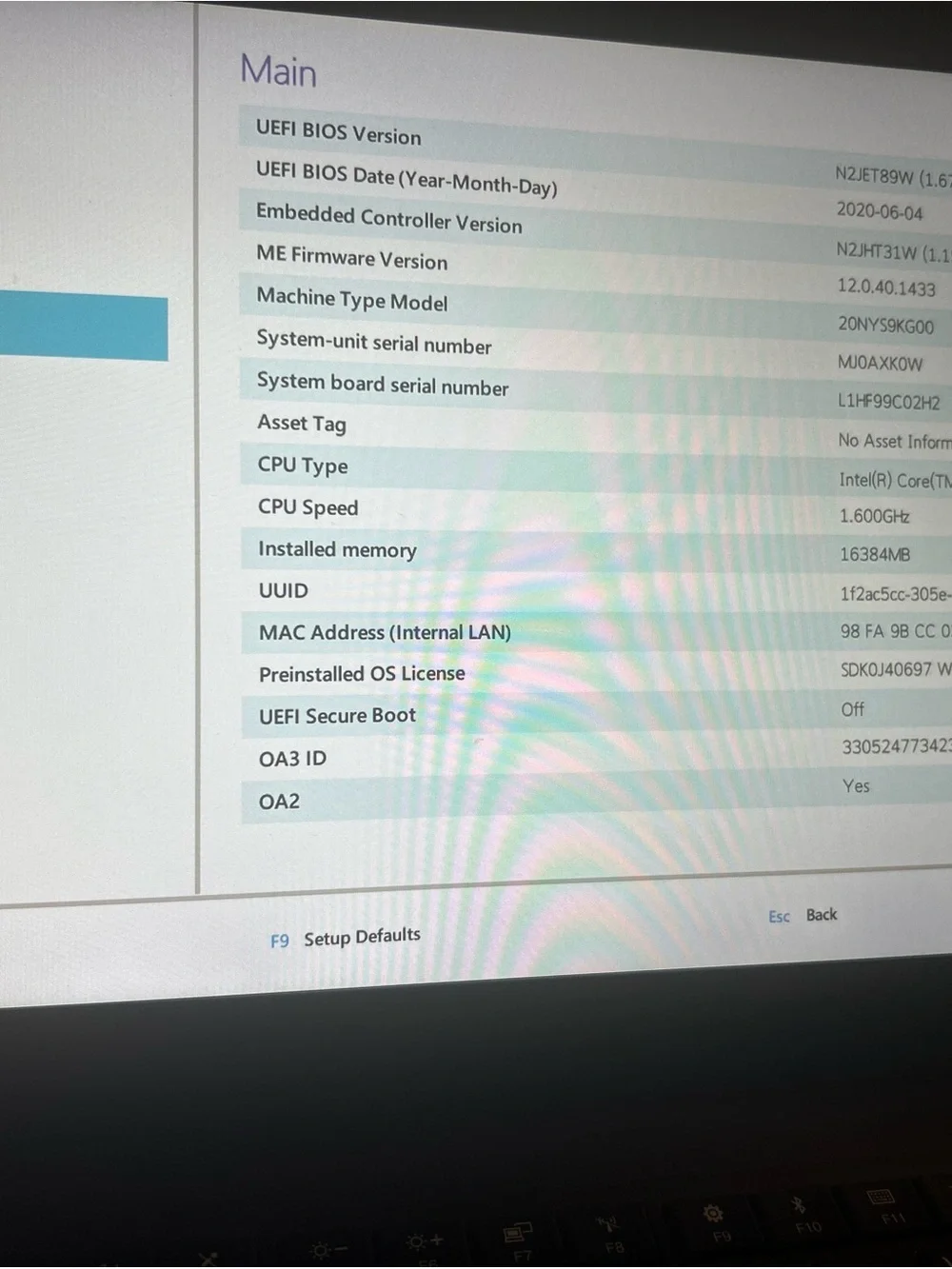 Lenovo Black Laptop i5 T490 16GB 8GEN no Hhd w adapter